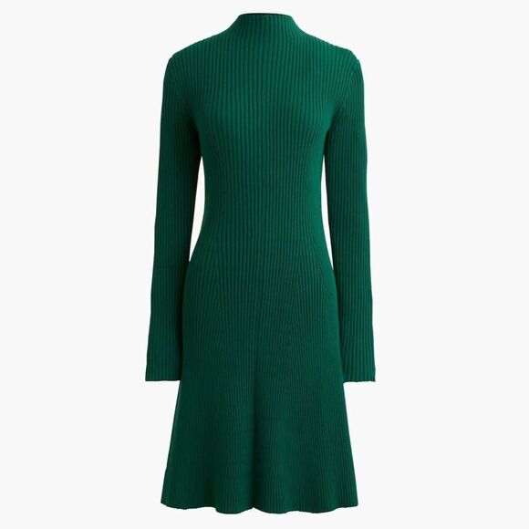 NWT J CREW Factory Ribbed mini sweater-dress in Academic green - Picture 6 of 10